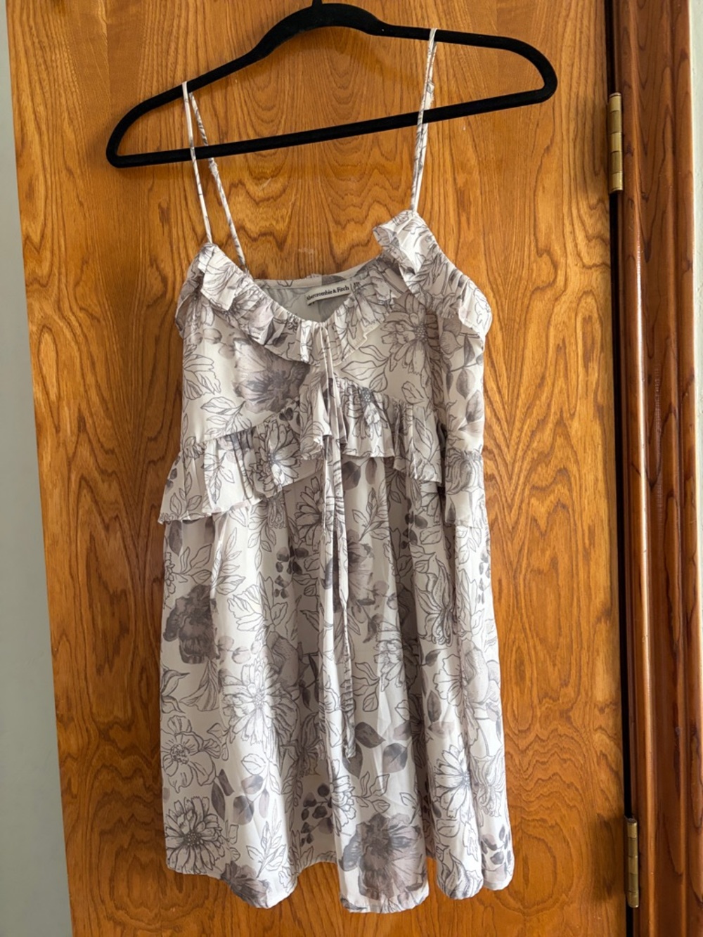 Abercrombie & Fitch Cream Mini Dress with Gray Floral Print
